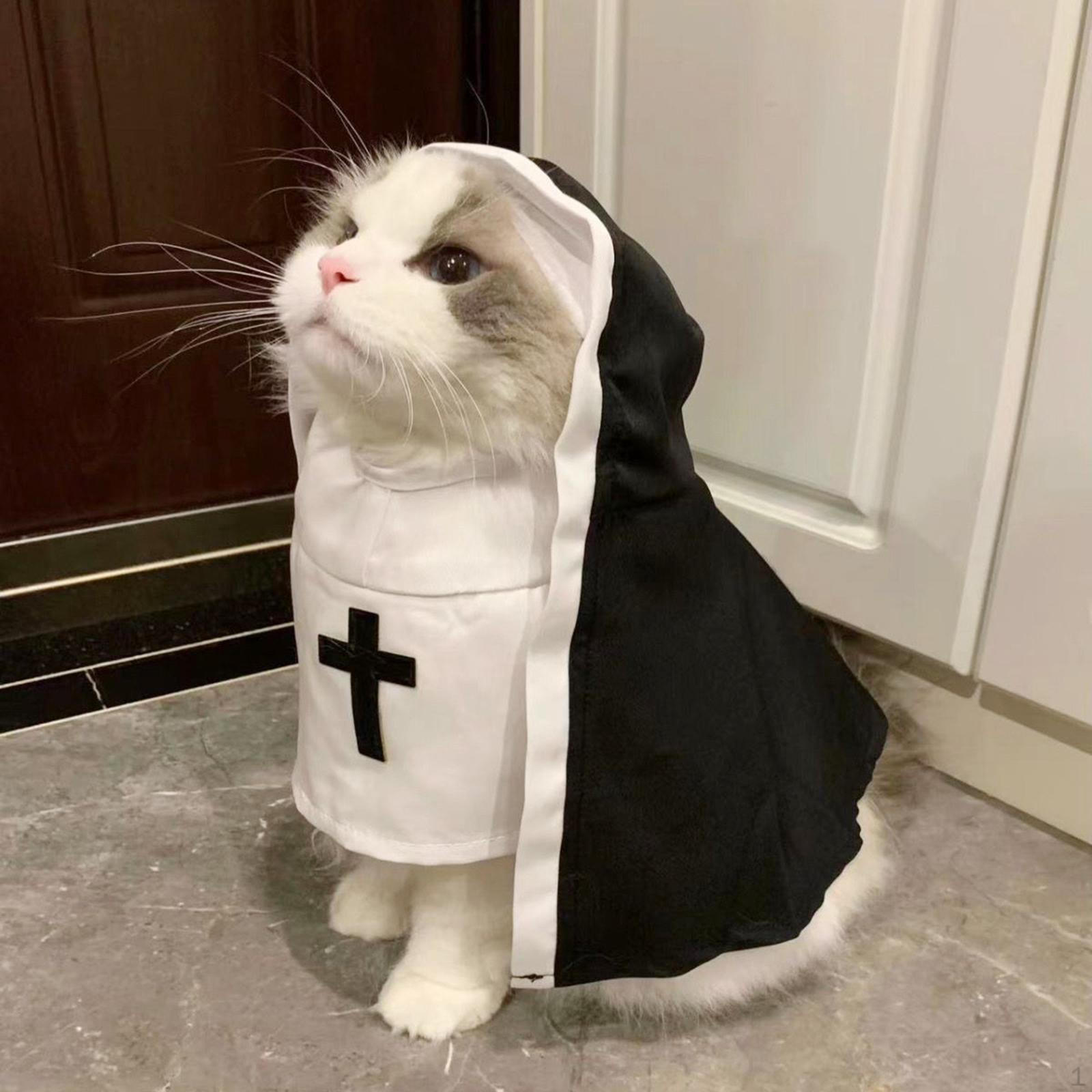 

Cloak Set for Pets at Festivals And Parties - Black White Nun Dog Costume S