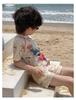 Colorful Cartoon Swimsuit Set for Kids: Short Sleeve Top & Shorts - Perfect for Beach or Hot Spring Adventures