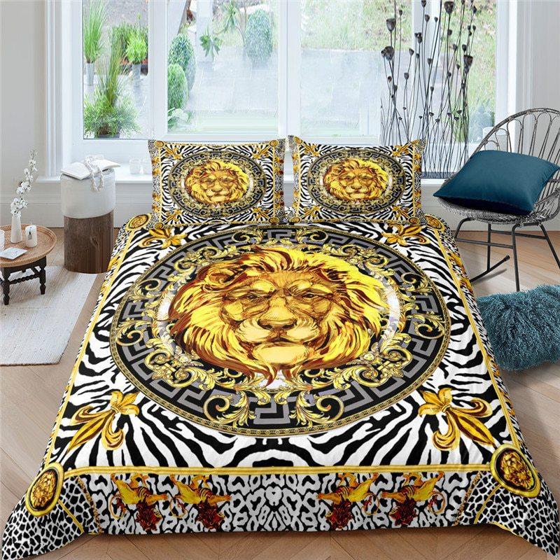 

Bedding Three-Piece Digital Printing 3D Printing Golden Lion Kit 70 * 133
