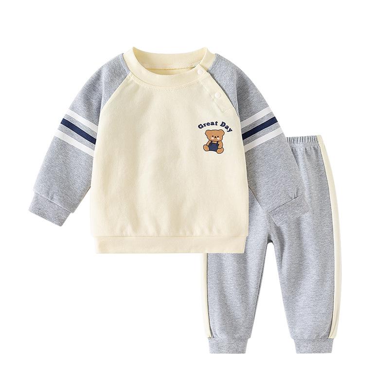 

Детский хлопковый костюм: Спортивный и модный комплект из двух предметов с длинным рукавом для малышей - Весна и Осень 120cm