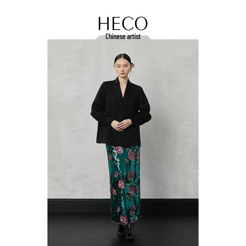 HECO New Chinese Style Rose Jacquard Loose Disc Button Shirt Jacket