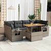 VidaXL Garden Lounge Set with Cushions 7 Pcs Grey Wicker 3327119