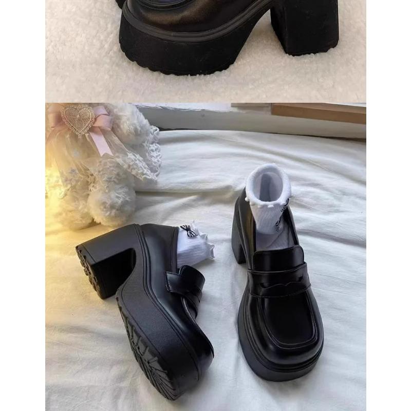 Fashion Women's Thick Soled Shoes Hot Sale Women Retro Pumps High Heels Fashion Comfort Loafers Woman Uniform Mary Jane Shoes Ladies