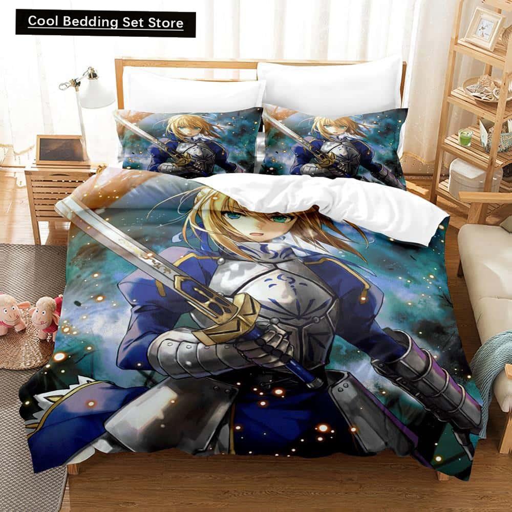 3D Printed Anime Fate/Stay Night Saber Bedding Set Single Twin Full Queen King Size Bed Set Adult Kid Bedroom Duvet Cover Sets
