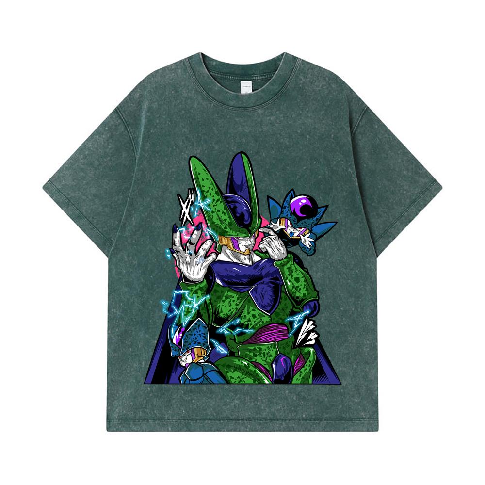 275 GSM Washed T-shirts 100% Cotton Dragon Ball V29 Cell Print Unisex Heavy Cotton T Shirt