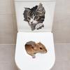 Playful Cat and Mouse Toilet Stickers, Waterproof Removable Self-Adhesive for Bathroom Decor
