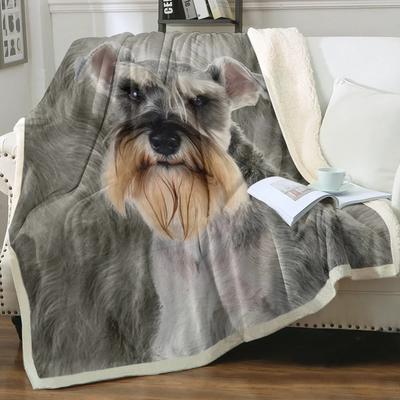 Grijze Schnauzer Worpdeken Bedrukte Deken Superzachte Sherpa Deken voor Bank Sofa Bed