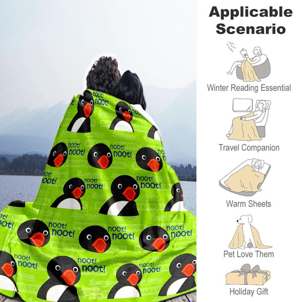 Pingu Flannel Blanket, High quality Comfortable for All Seasons, Home Decor, Warmth and Comfort