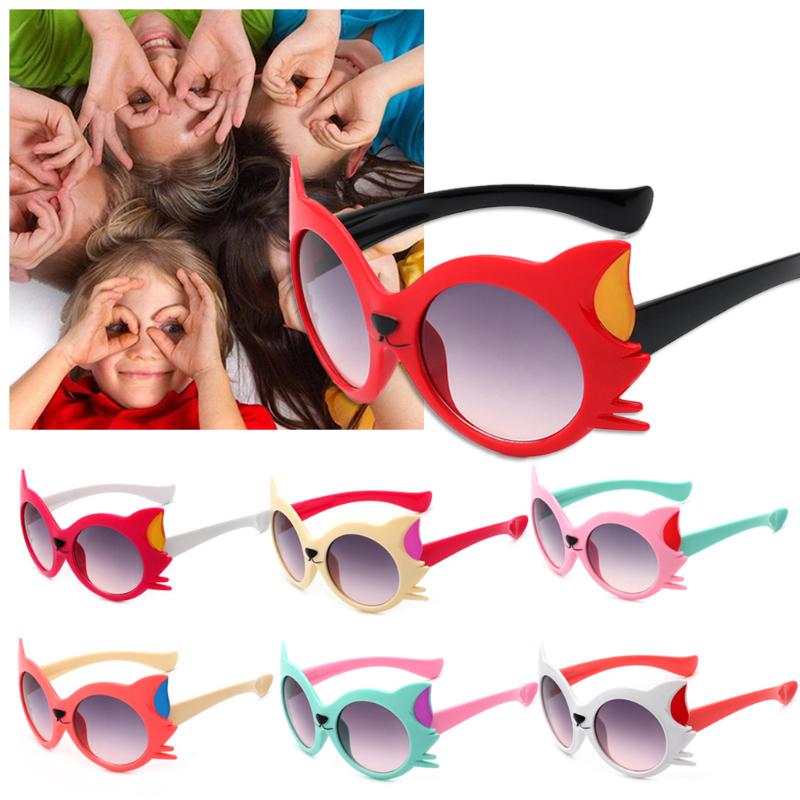 New Cute Cartoon Cat Anti UV400 Sun Glasses Kids Dresses Ornament For Girls