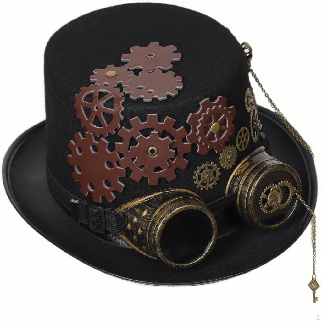 Steampunk Zylinder Messingfarbene Zahnradverzierte Metallkette 5859cm