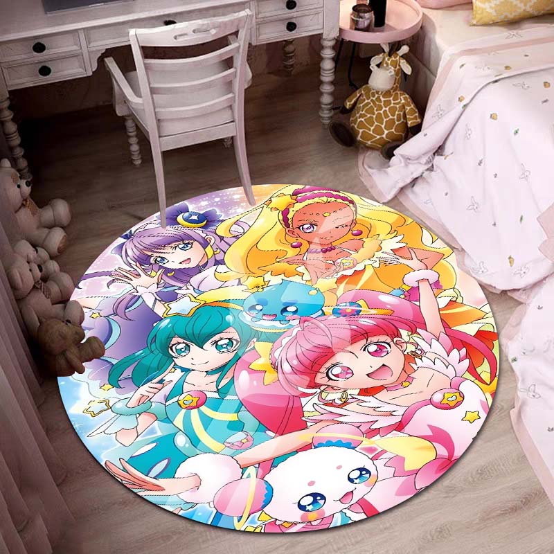 

Pretty Cure cartoon round rug can be used to decorate living rooms, bedrooms, sofas, and playrooms; non-slip rug.26 80cm