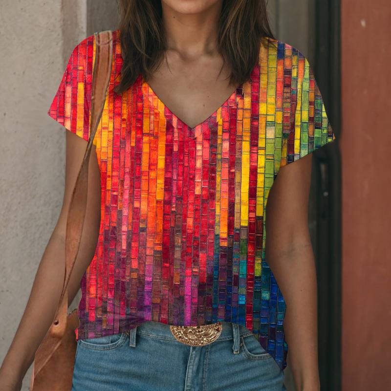 Women Floral Print Stylish Shirt V Neck Short Sleeve Loose Fashion Flower Shirt Spring Summer Women Clothing Blusas Para Mujer