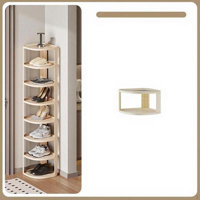 Shoe Rack, Multitier Narrow Corner Organizer, SpaceSaving, Entryway, Dorm Cream 2 Tiers