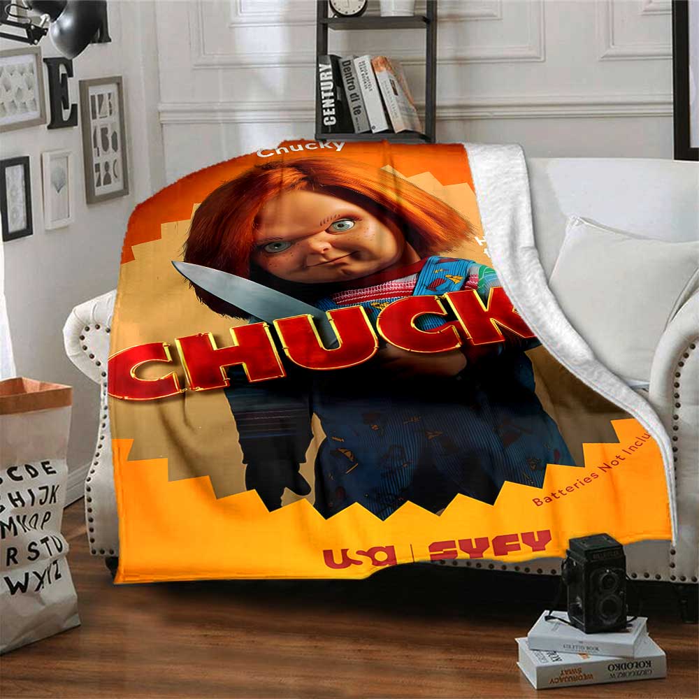 Horror Doll Scissors Blanket Soft Warm Cozy Throw For Picnics Sofa Couch Office Bed Picnics Playful Design Best Holiday Gift for Friends Y9