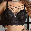 Underwear European‑Style Oversized Lace Underwire Bra Cross‑Tie Un‑Padded Alluring Intimate Brassiere for Women