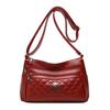 Embroidered Diamond Grid PU Single Shoulder Crossbody Women's Bag