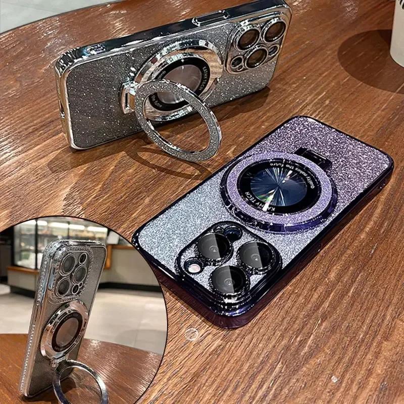 Luxus Glitzerhülle mit Halterung für Redmi Note 14 14Pro 14C 13C 12C 11 Hülle für POCO X7 X6 F7 Ultra M6 Pro Hülle Halter Abdeckung