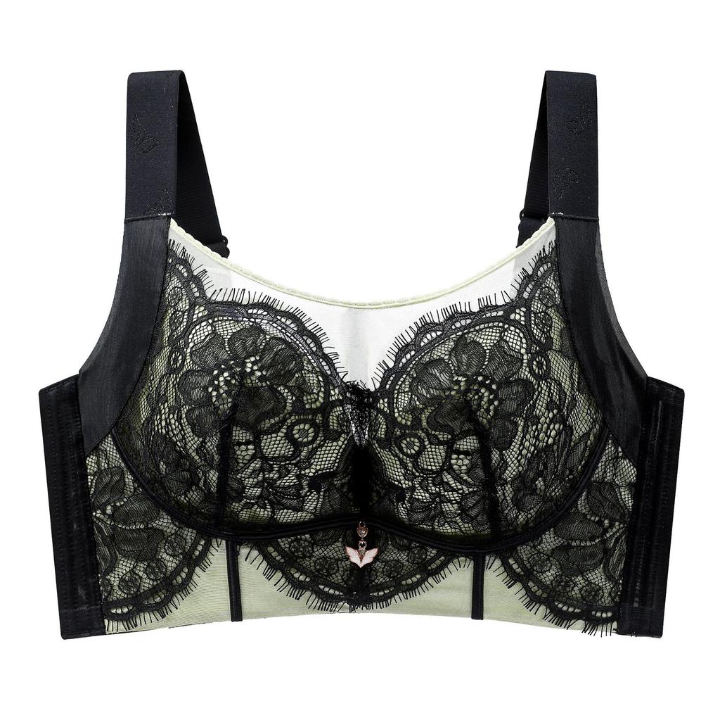 Mesh Brushed Breast Hair Lace Plus Size Bra U-shaped Beautiful Back Without Steel Ring Adjustable Bra