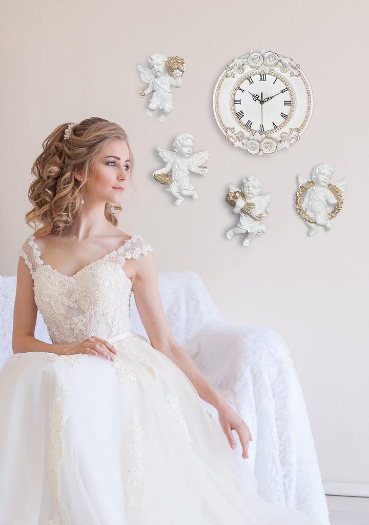 YRO Andělská nástěnná dekorace, Roztomilá reliéfní andělská dekorace Kupido z pryskyřice, Nástěnná ozdoba (Pás s ovocným košíkem)