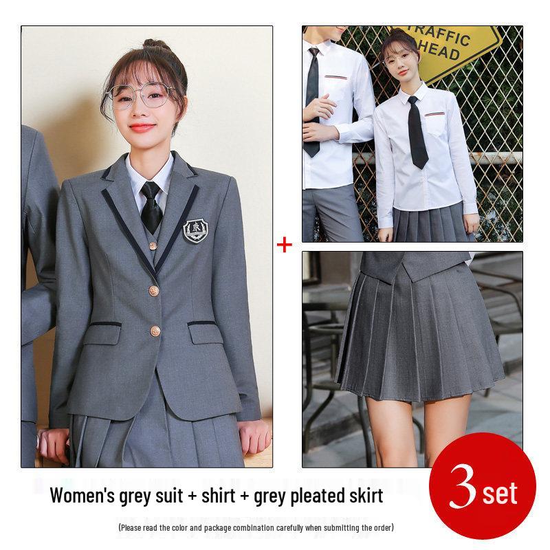 Unisex College-Style JK Uniform: Pleated Skirt & Suit Set