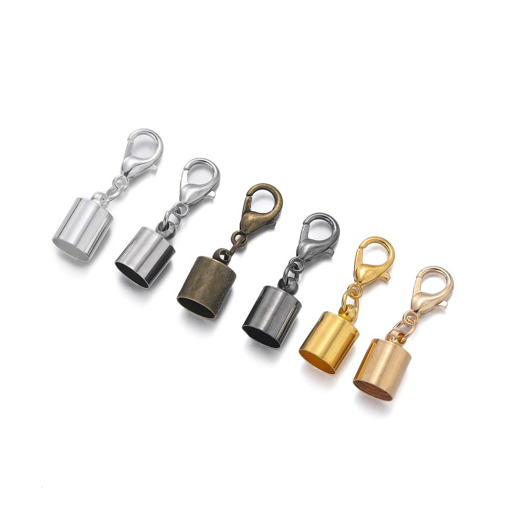 10pcs Lobster Clasps Hooks Leather Cord End Caps 2.5-9.5mm Crimps End Tip Caps Connectors for Bracelet Necklace Jewelry Findings