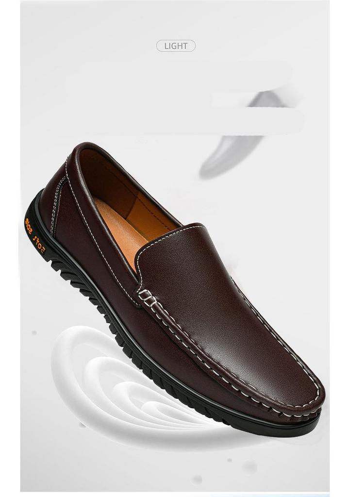 Men's Genuine Leather Slip-On Loafers: Business, Casual & Driving Shoes