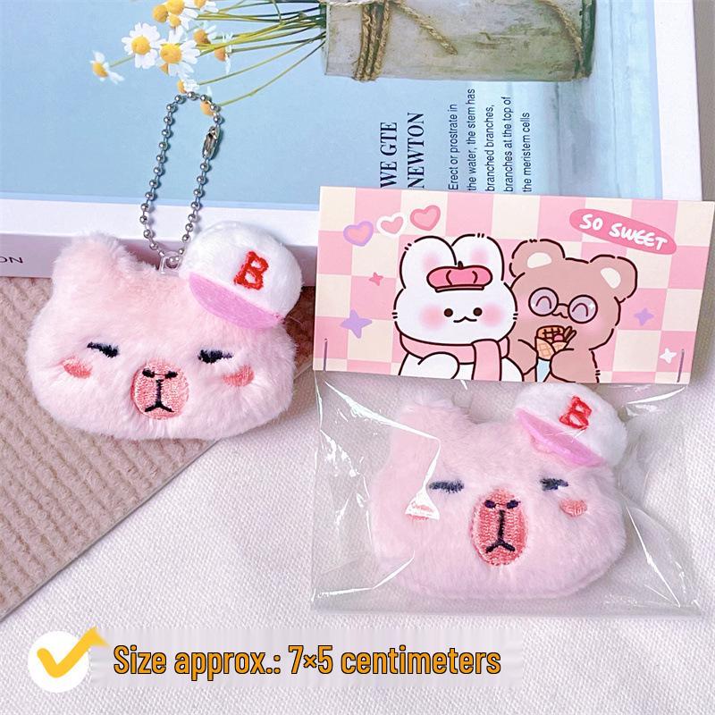 Capybara Plush Keychain with Baseball Cap - Cute Bag Decoration Doll Accessory