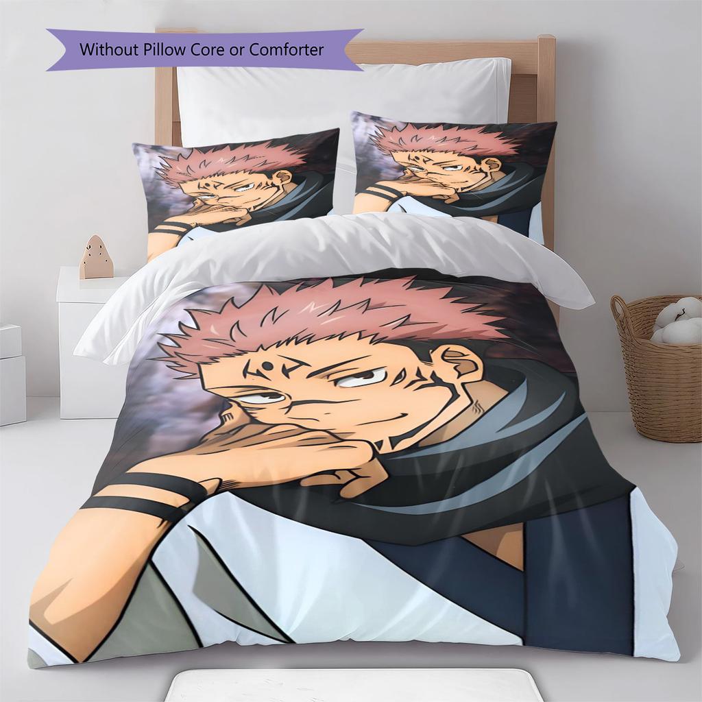 Jujutsu Kaisen Bed Set Duvet Cover Polyester Comforter Cover Pillowcase Twin Full Queen Zipper Soft -QJY