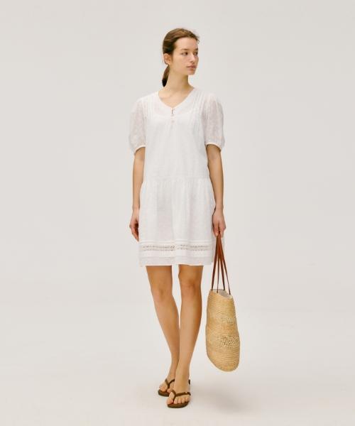 Depound Lace Mini Dress [White]