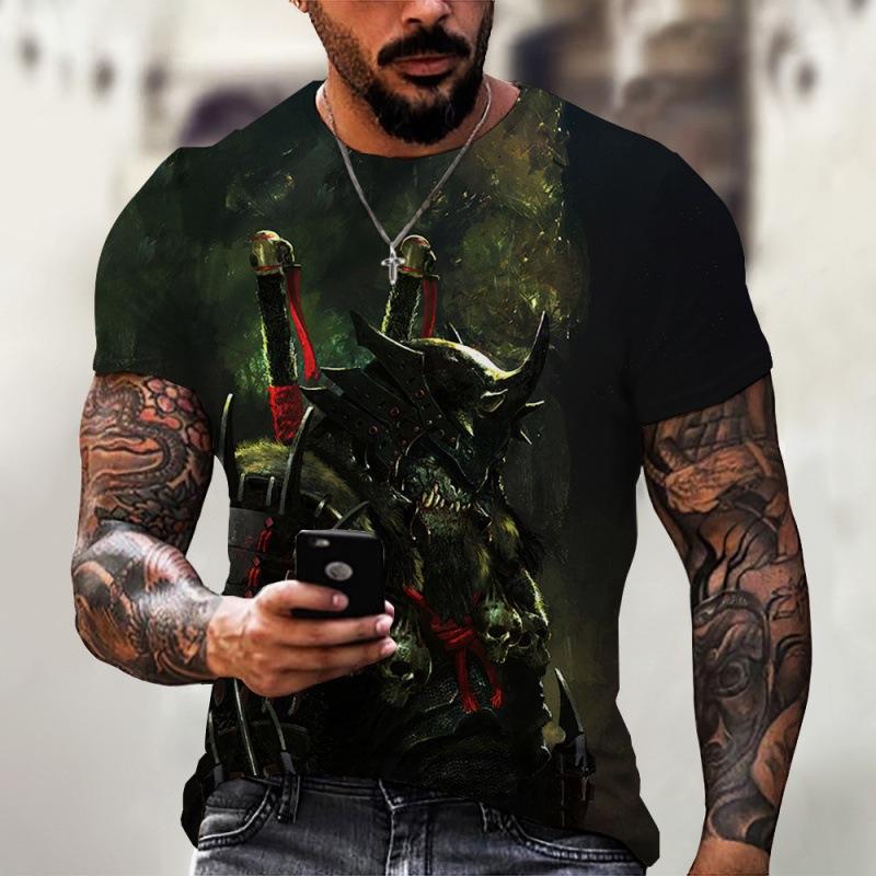 

Летняя мужская футболка с 3D цифровым принтом воина и короткими рукавами 6XL