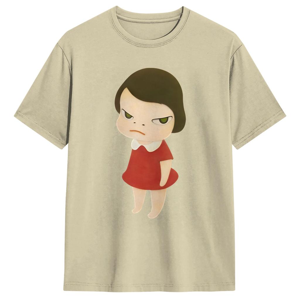 Aesthetic Yoshitomos Nara TShirt Unisexs Round Neck Short Sleeve Tops I Dont Want to Grow up Painting Cotton Summer Tops Shirts