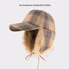 Faux Fur Pilot Hat Plaid Pattern Ear Protection Caps Fashion Bomber Cap  Winter Outdoor