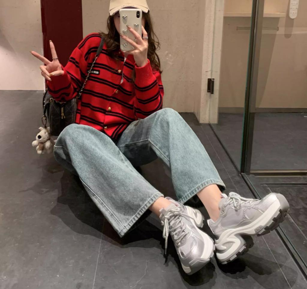 Thick-soled Height-enhancing Women's Casual Sports Shoes Dad Shoes Running Shoes