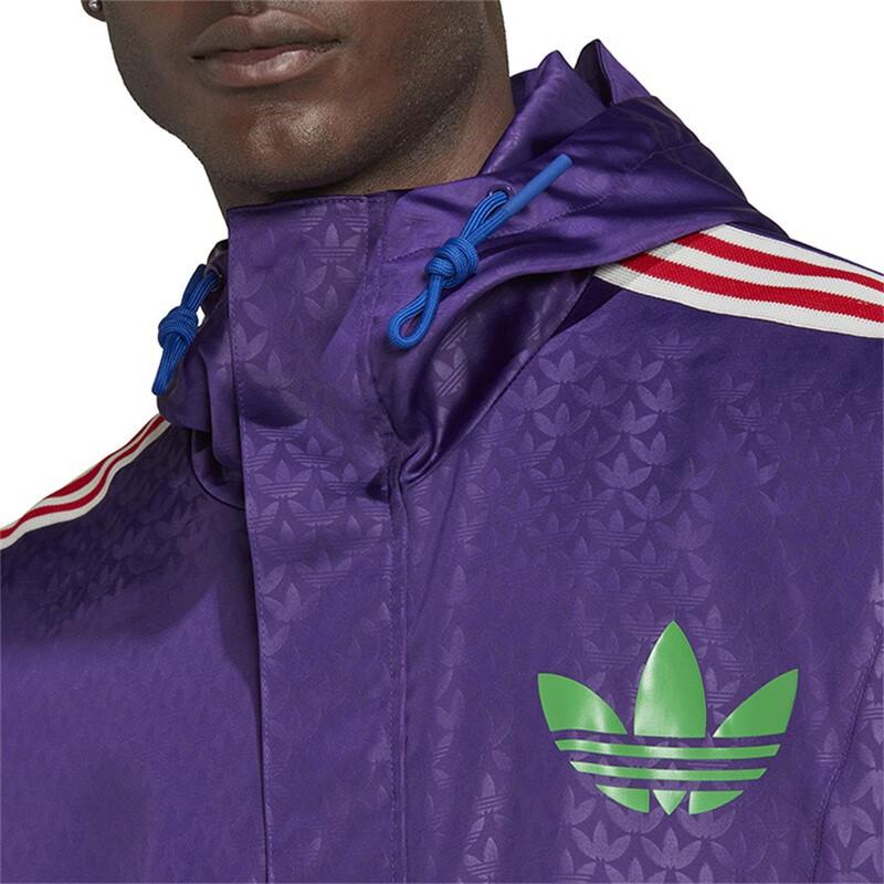 Adidas Originální větrovka Originals s potiskem loga a kapucí se stahovací šňůrkou Pánské bundy Fialová IB3441