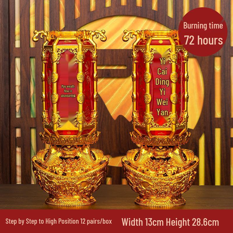 Smokeless Crystal Candle for Buddha Offerings, Housewarming, or New Year Celebrations - Windproof Red Butter Lamp