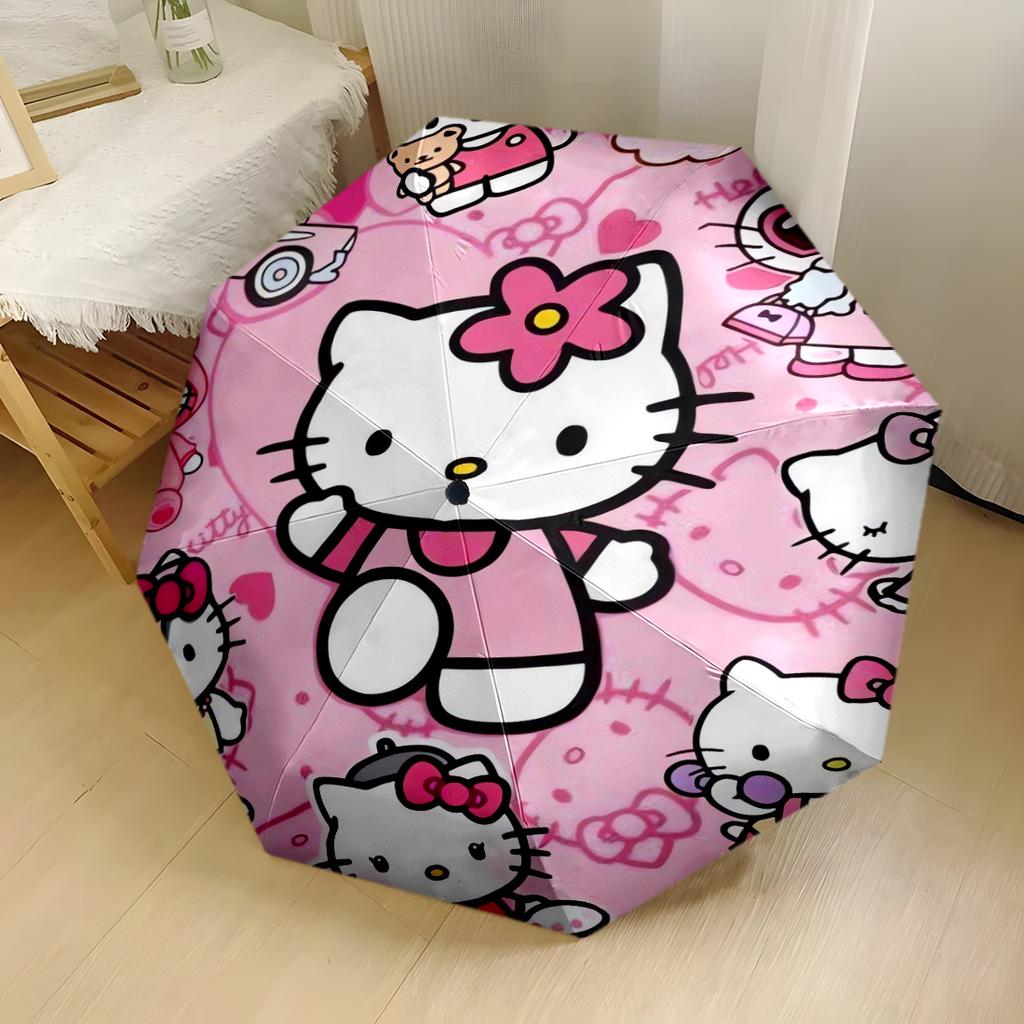 Hello Kitty Strawberry Floral Compact Travel Automatic Umbrella Compact 8 Rib Design Compact Design Perfect for Outdoor Adventures Elegant Umbrella