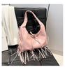 Retro bag women's large-capacity new autumn and winter niche shoulder underarm bag fringed tote bag