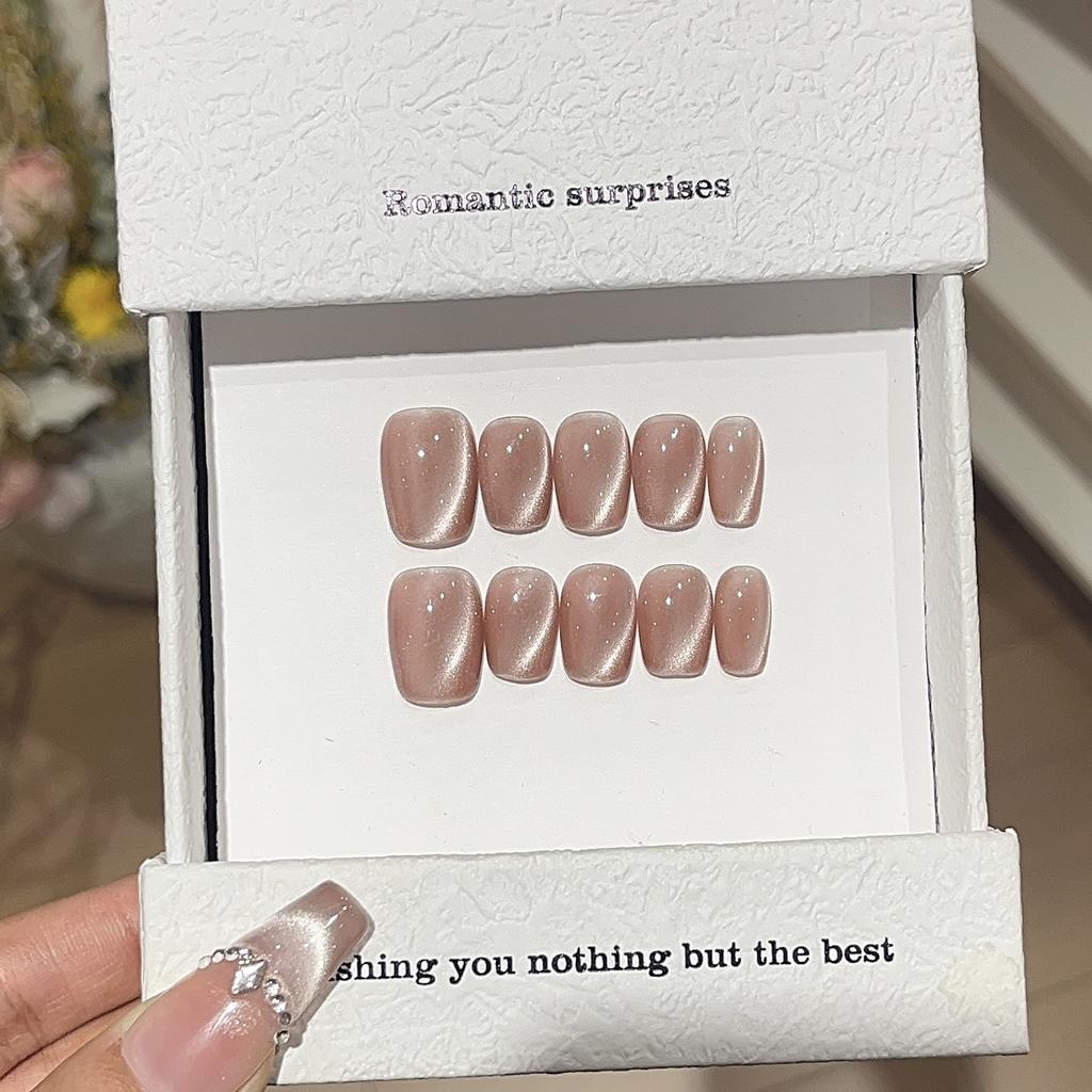 Daily Commuting Versatile Simple Side Light Cat Eyes Peach Blossom Stuffed Nails