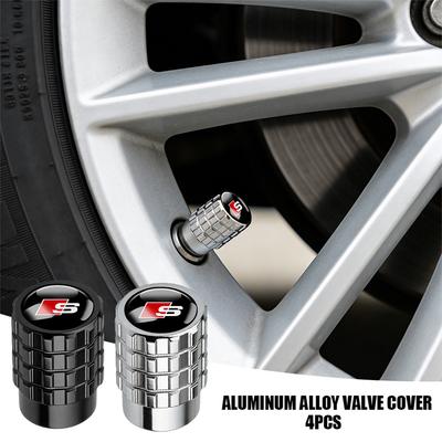 2026 4Pcs Car Tire Valve Caps Metal Wheel Dust Covers Accessories For 4UYUE Sline A1 A2 A3 A4 A4L A5 RS RS3 RS4 RS5 RS6 R8 S1 S2 S3