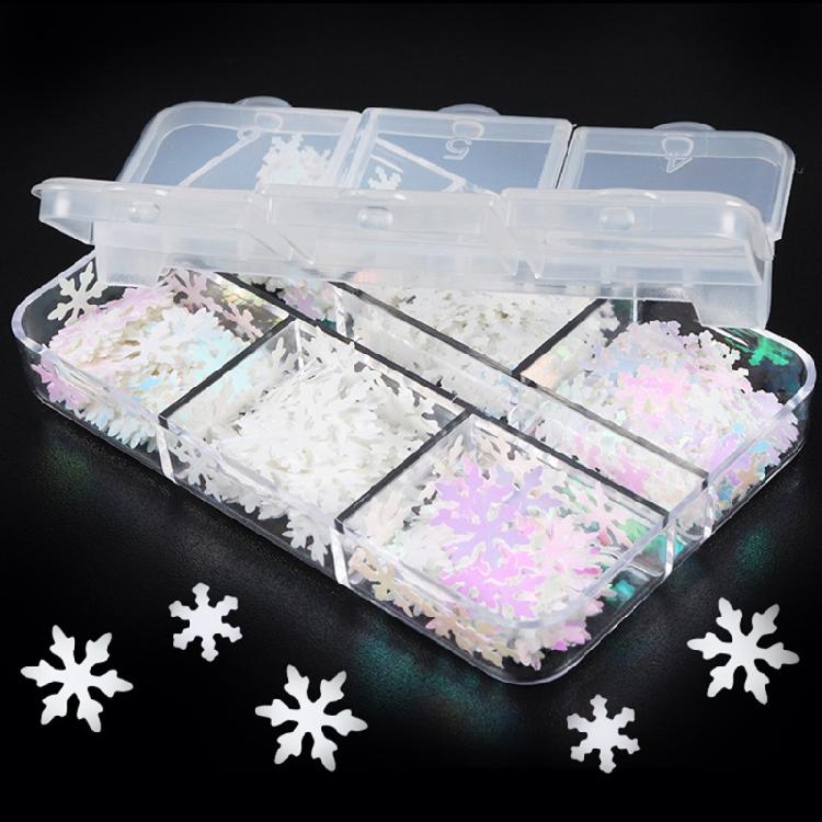 Christmas Glitter Nail Snowflakes Sequins Nail Art Decals Manicure Charms Decor