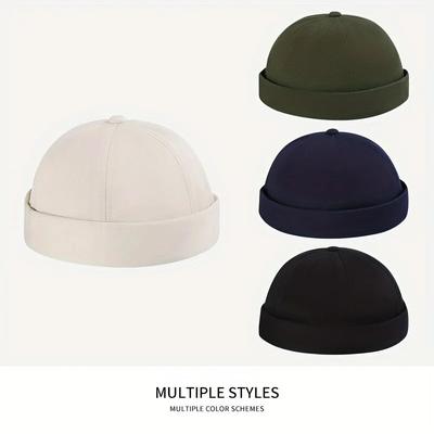 Bonés da Moda Sem Aba Chapéu Vintage de Cúpula Gorros da Moda Algodão Ajustável Unissex Homens Mulheres Chapéus Hip Hop Versátil Chapéu Melão