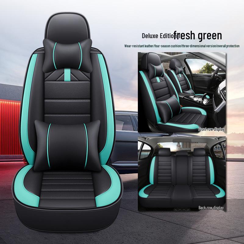 All-Season Universal Leather Car Seat Cushions - Full Coverage for Five-Seater