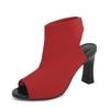 Women's Square Heel Sandals Summer New Round Head Fabric Fabric Anti-slip Wear-resistant High Heels
