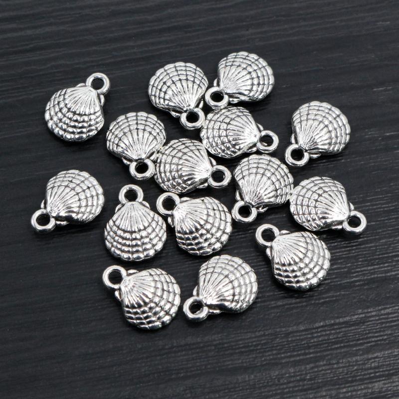 20pcs Charms double sided shell 13x10mm Antique Making pendant fit,Vintage Tibetan Silver Plated Bronze,DIY bracelet necklace