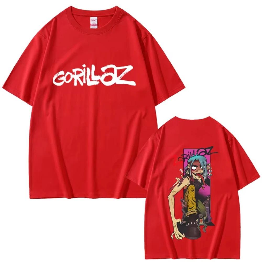 Gorillaz Band T-Shirt Herren Damen Hip Hop Rock Mode Oversized Streetwear Damen Hohe Qualität Weiche Baumwolle Kurzarm T-Shirt