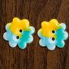 Hand-Painted Ceramic Buttons: Two-Hole Decorative Flower Design In Dopamine Colors for Clothing Accessories.
