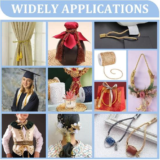 

PH PandaHall 32 ярда 3 мм Золотой шнур для выпускников, шнур для почета, отделка золотым шнуром, плетеный шнур ручной работы для хэндфастинга, шнур для оконных бантов, ремесленная веревка для абажура золотисто-берёзовый