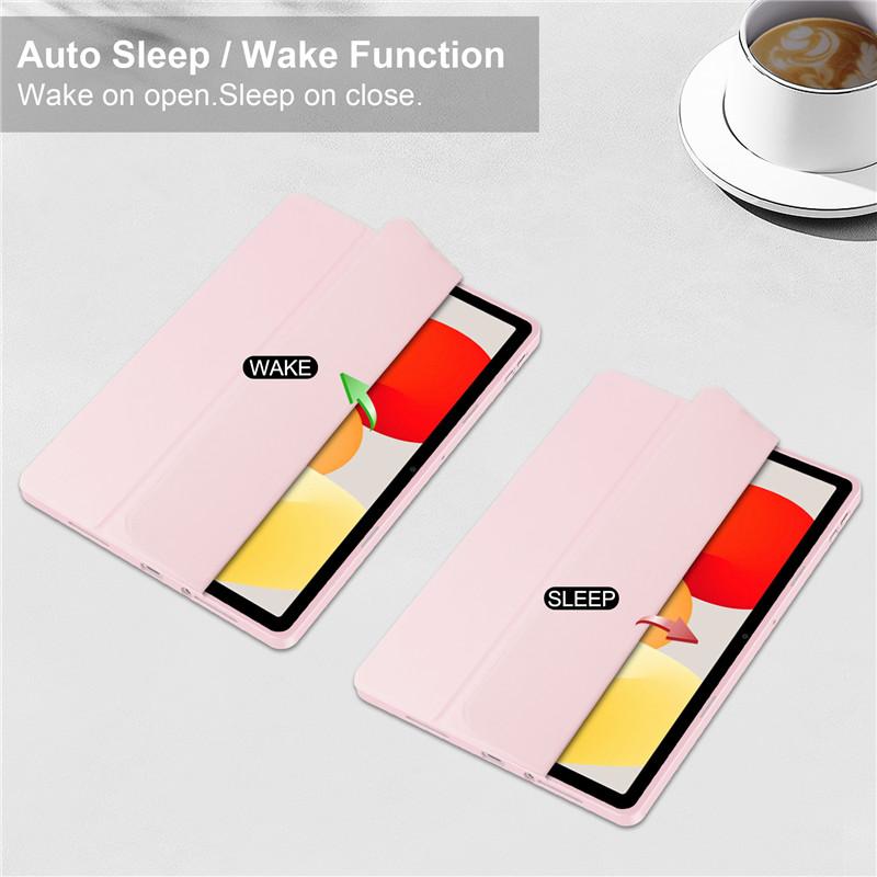 Für Redmi Pad SE Hülle mit Stifthalter PU Leder Acryl Klar Rückklappbare Hülle für Funda Xiaomi Redmi Pad SE 11 Zoll Smart Cover