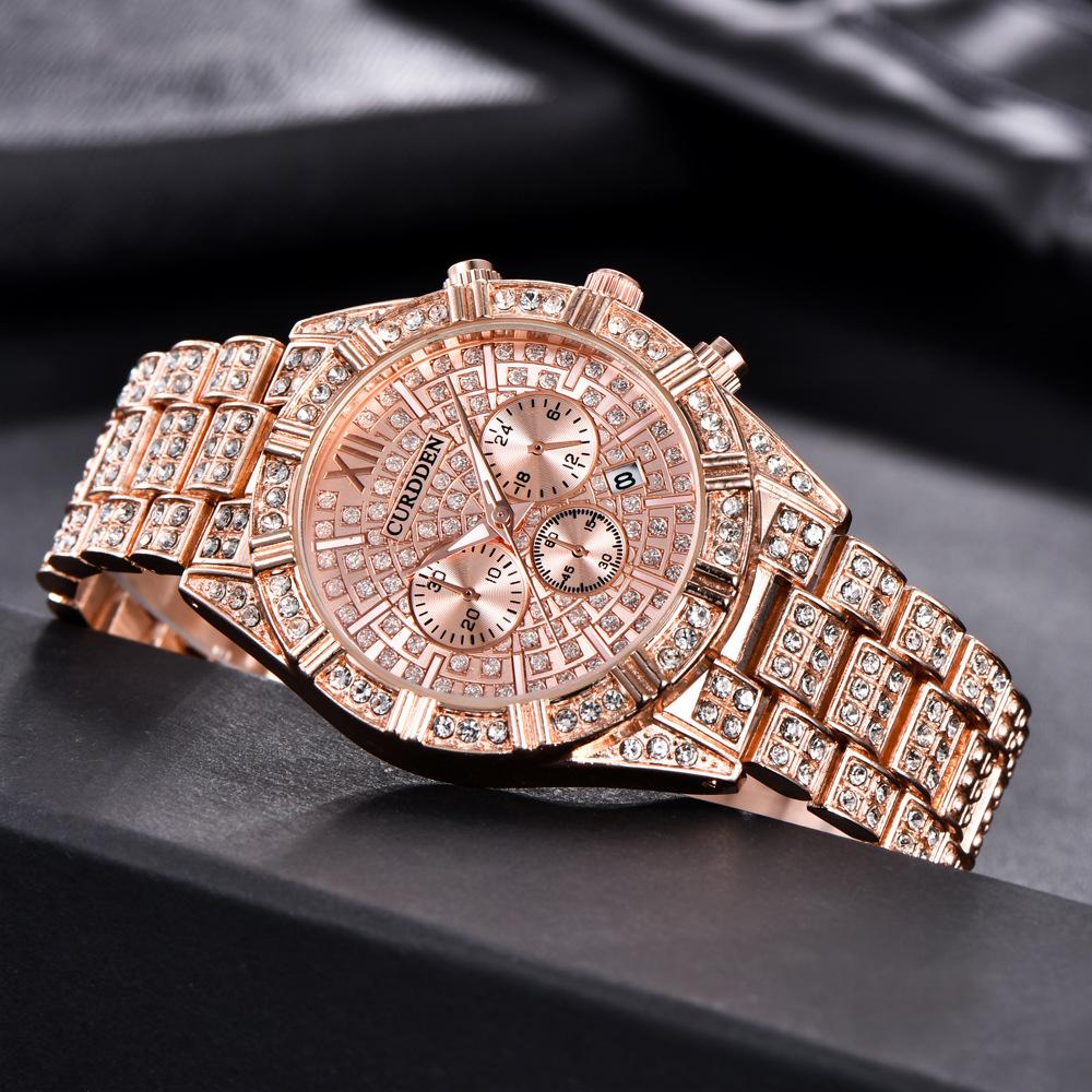 Diamond Watch Men's Hip-hop Gold Calendar Quartz Watch Men's