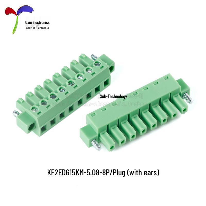 KF2EDG15KM Plug 5.08mm Terminal Block with Ear Positioning Hole, Options: 2/3/4/5/6/8 Pins